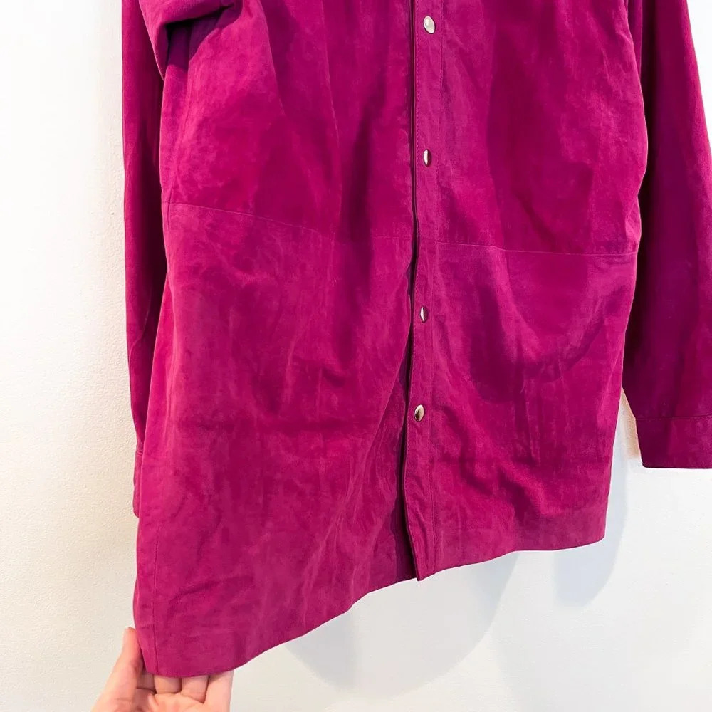 Understated Leather Pink Suede Silver Hardware Embellished Boho Western Jacket S - Picture 4 of 9